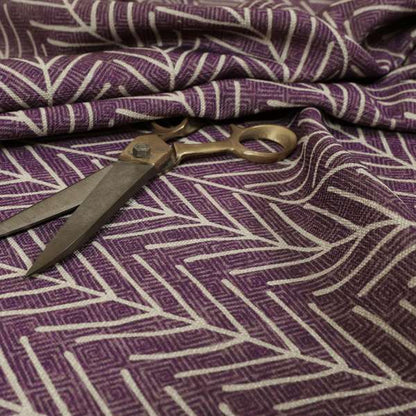 Frisco Stem Pattern Printed On Linen Effect Chenille Material Purple Coloured Furnishing Fabrics - Handmade Cushions