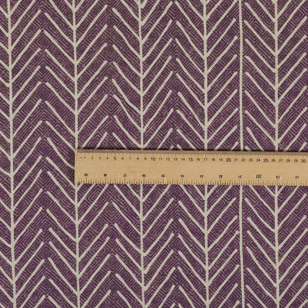 Frisco Stem Pattern Printed On Linen Effect Chenille Material Purple Coloured Furnishing Fabrics - Made To Measure Curtains