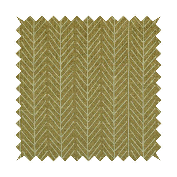 Frisco Stem Pattern Printed On Linen Effect Chenille Material Yellow Coloured Furnishing Fabrics - Roman Blinds