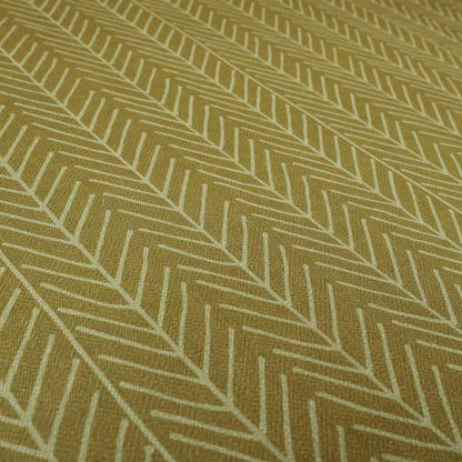 Frisco Stem Pattern Printed On Linen Effect Chenille Material Yellow Coloured Furnishing Fabrics