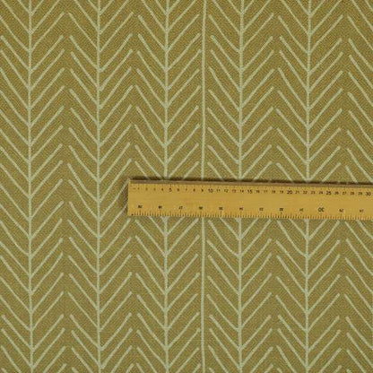 Frisco Stem Pattern Printed On Linen Effect Chenille Material Yellow Coloured Furnishing Fabrics