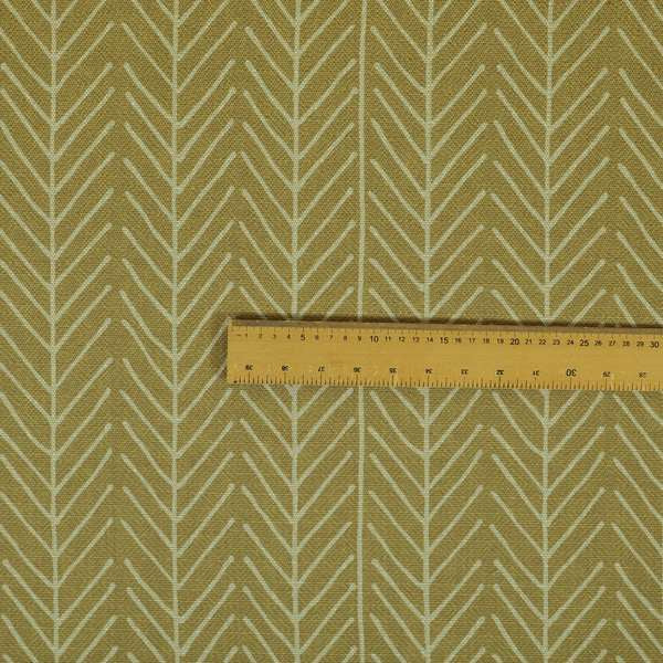 Frisco Stem Pattern Printed On Linen Effect Chenille Material Yellow Coloured Furnishing Fabrics - Made To Measure Curtains