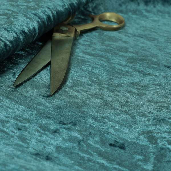 Geneva Crushed Velvet Upholstery Fabric In Blue Teal Colour