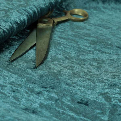 Geneva Crushed Velvet Upholstery Fabric In Blue Teal Colour - Made To Measure Curtains