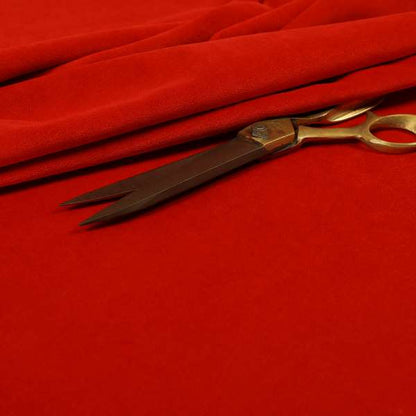 Giovanni Matt Plain Velvet Upholstery Fabric In Fire Red Colour - Made To Measure Curtains