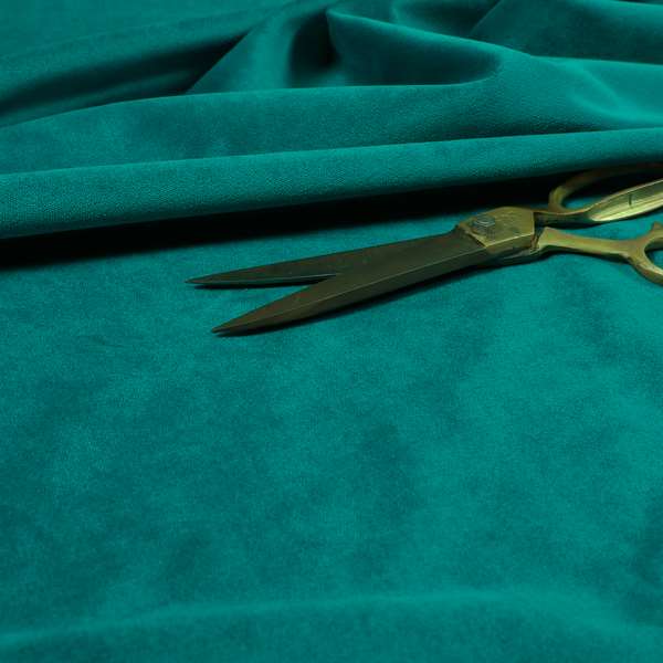 Giovanni Matt Plain Velvet Upholstery Fabric In Teal Blue Colour - Roman Blinds