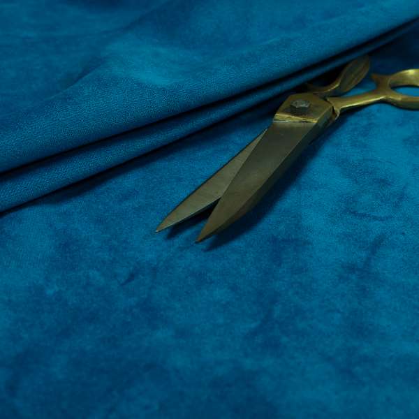 Giovanni Matt Plain Velvet Upholstery Fabric In Azure Blue Colour - Made To Measure Curtains