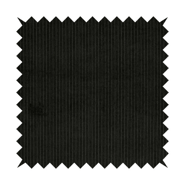 Goole Pencil Thin Striped Corduroy Upholstery Furnishing Fabric Black Colour - Roman Blinds