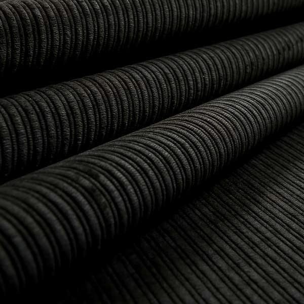 Goole Pencil Thin Striped Corduroy Upholstery Furnishing Fabric Black Colour - Roman Blinds