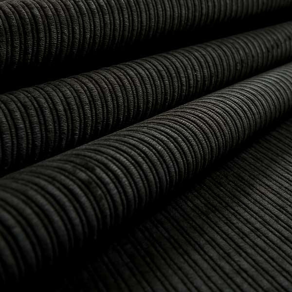 Goole Pencil Thin Striped Corduroy Upholstery Furnishing Fabric Black Colour - Made To Measure Curtains