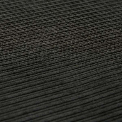 Goole Pencil Thin Striped Corduroy Upholstery Furnishing Fabric Black Colour - Roman Blinds