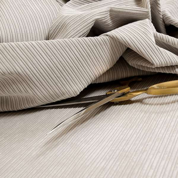 Goole Pencil Thin Striped Corduroy Upholstery Furnishing Fabric Silver Colour - Handmade Cushions