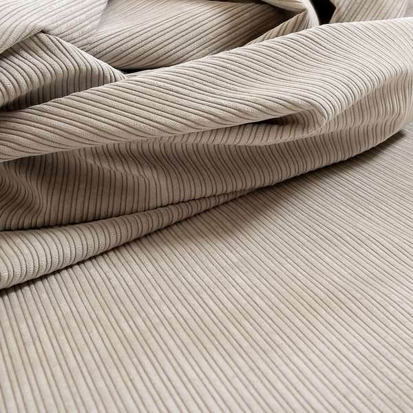 Goole Pencil Thin Striped Corduroy Upholstery Furnishing Fabric Silver Colour - Made To Measure Curtains