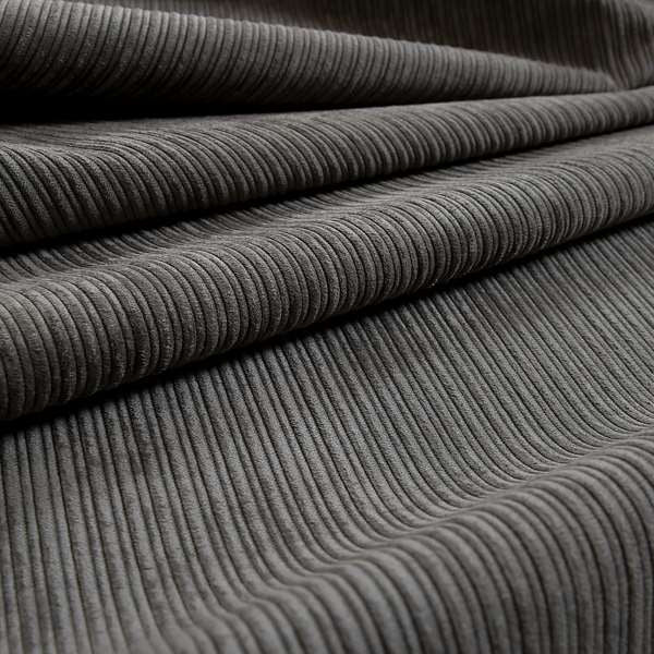 Goole Pencil Thin Striped Corduroy Upholstery Furnishing Fabric Charcoal Grey Colour - Handmade Cushions