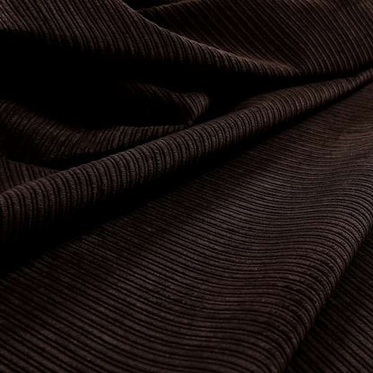 Goole Pencil Thin Striped Corduroy Upholstery Furnishing Fabric Chocolate Brown Colour