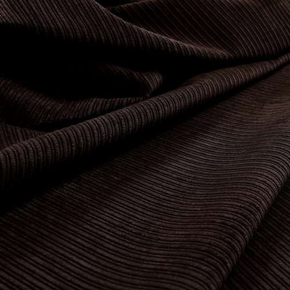 Goole Pencil Thin Striped Corduroy Upholstery Furnishing Fabric Chocolate Brown Colour - Made To Measure Curtains