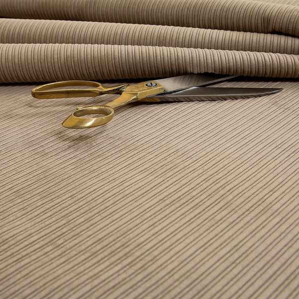 Goole Pencil Thin Striped Corduroy Upholstery Furnishing Fabric Mocha Coffee Colour - Made To Measure Curtains