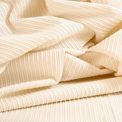 Goole Pencil Thin Striped Corduroy Upholstery Furnishing Fabric White Colour - Handmade Cushions