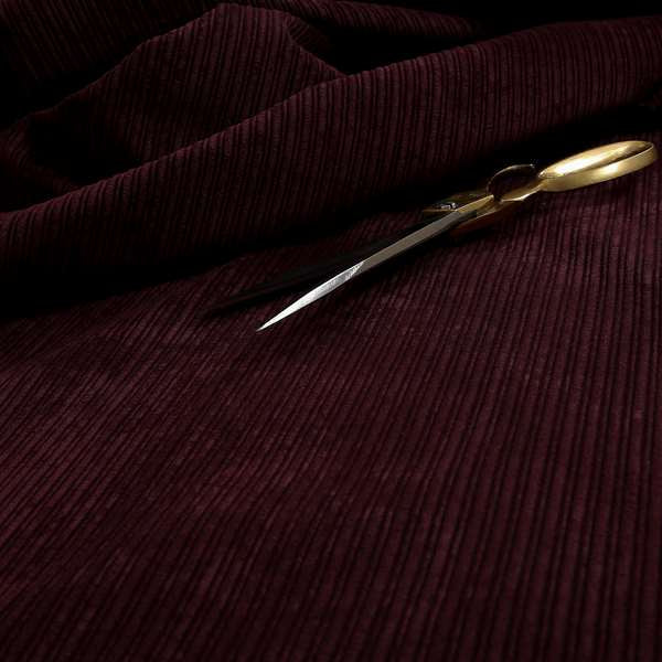 Goole Pencil Thin Striped Corduroy Upholstery Furnishing Fabric Aubergine Colour