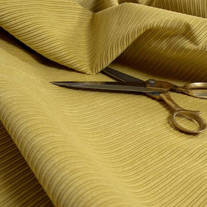 Goole Pencil Thin Striped Corduroy Upholstery Furnishing Fabric Yellow Colour - Roman Blinds