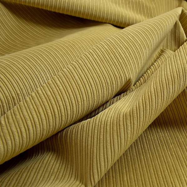 Goole Pencil Thin Striped Corduroy Upholstery Furnishing Fabric Yellow Colour - Roman Blinds