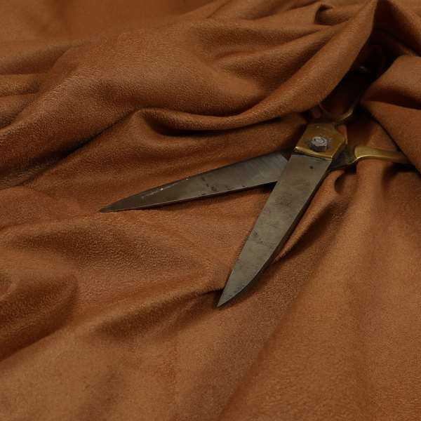 Grenada Soft Suede Fabric In Rust Golden Orange Colour For Interior Furnishing Upholstery - Roman Blinds