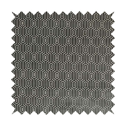 Hakkaido Geometric Pattern Velvet Fabric In Grey Colour - Made To Measure Curtains