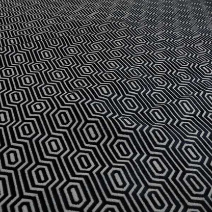 Hakkaido Geometric Pattern Velvet Fabric In Black Colour - Roman Blinds