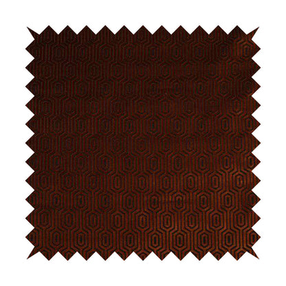 Hakkaido Geometric Pattern Velvet Fabric In Orange Brown Colour - Handmade Cushions