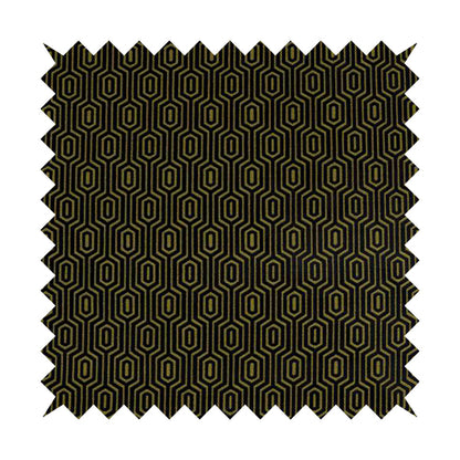 Hakkaido Geometric Pattern Velvet Fabric In Navy Blue Yellow Colour - Roman Blinds