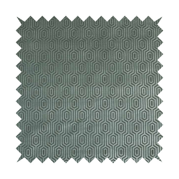 Hakkaido Geometric Pattern Velvet Fabric In Silver Grey Colour - Made To Measure Curtains