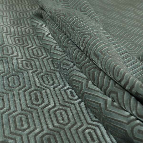 Hakkaido Geometric Pattern Velvet Fabric In Silver Grey Colour - Roman Blinds