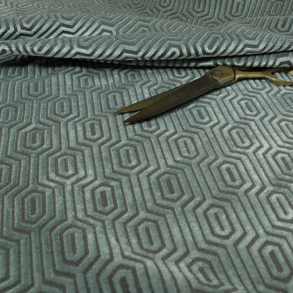 Hakkaido Geometric Pattern Velvet Fabric In Silver Grey Colour - Made To Measure Curtains