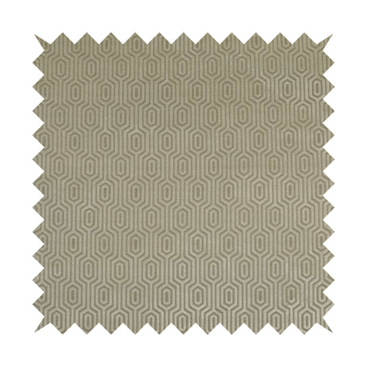 Hakkaido Geometric Pattern Velvet Fabric In White Colour