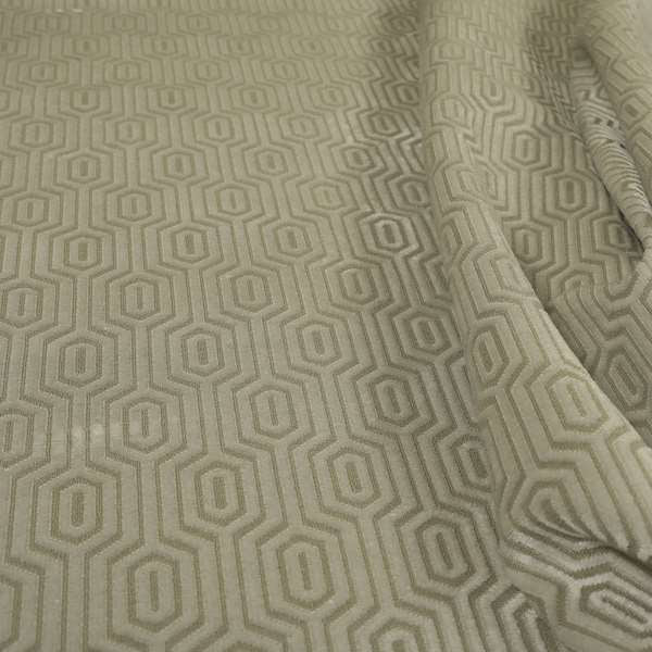 Hakkaido Geometric Pattern Velvet Fabric In White Colour - Made To Measure Curtains