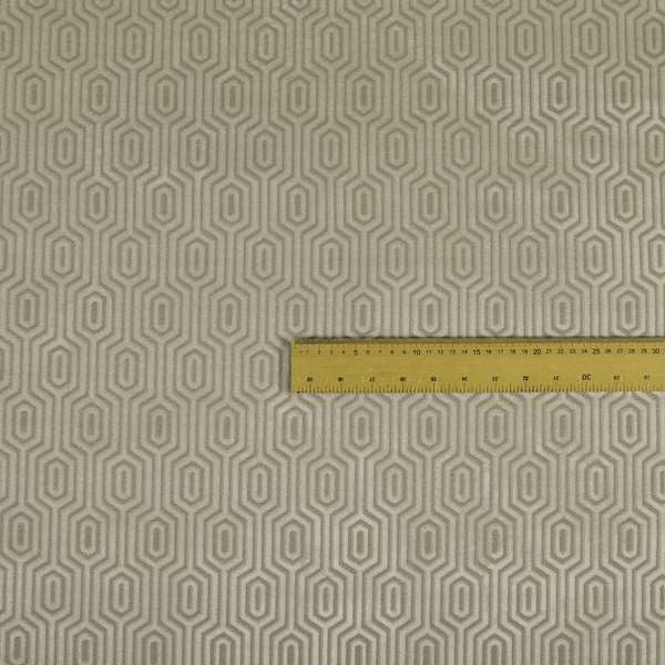 Hakkaido Geometric Pattern Velvet Fabric In White Colour - Roman Blinds