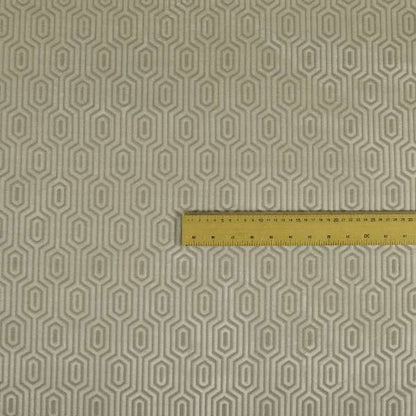 Hakkaido Geometric Pattern Velvet Fabric In White Colour - Roman Blinds