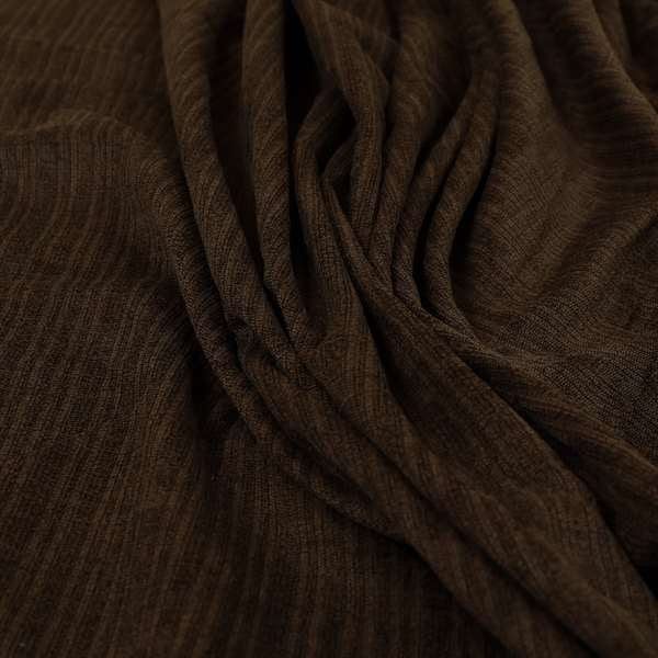 Havant Strie Soft Velvet Textured Feel Chenille Material In Brown Upholstery Fabrics - Made To Measure Curtains