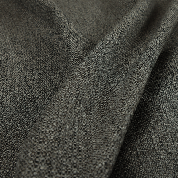 Hemsby Textured Weave Furnishing Fabric In Grey Black Colour - Roman Blinds