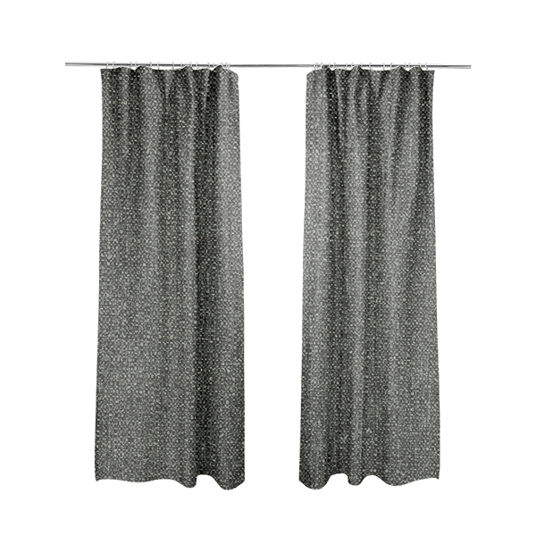 Hemsby Textured Weave Furnishing Fabric In Grey Black Colour - Made To Measure Curtains