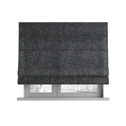 Hemsby Textured Weave Furnishing Fabric In Grey Black Colour - Roman Blinds