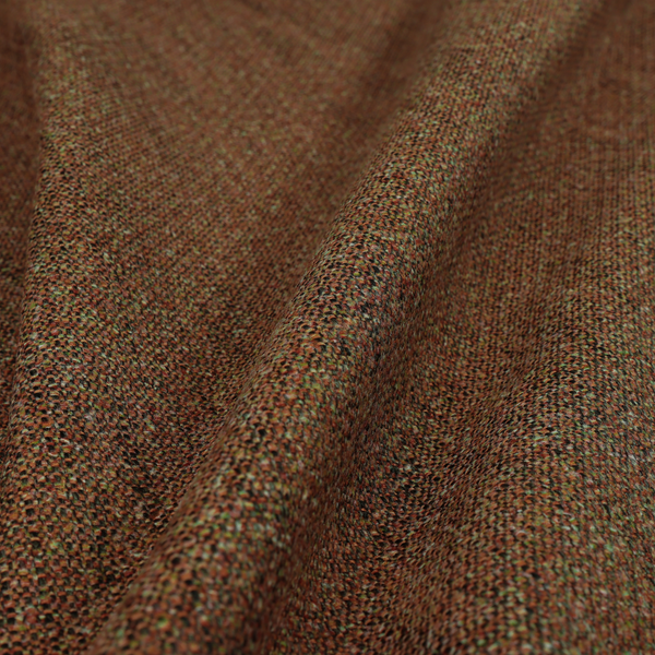 Hemsby Textured Weave Furnishing Fabric In Orange Colour - Made To Measure Curtains