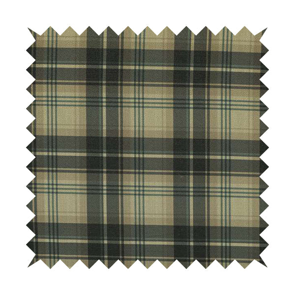 Houston Plaid Printed Pattern On Linen Effect Chenille Material Blue Coloured Upholstery Fabric - Handmade Cushions