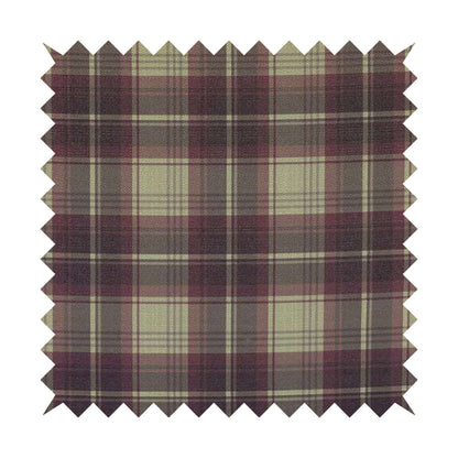 Houston Plaid Printed Pattern On Linen Effect Chenille Material Purple Coloured Upholstery Fabric - Roman Blinds