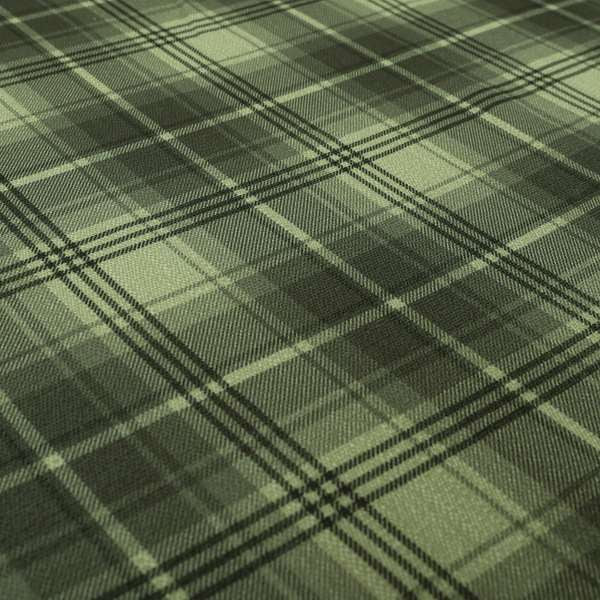 Houston Plaid Printed Pattern On Linen Effect Chenille Material Grey Coloured Upholstery Fabric - Made To Measure Curtains