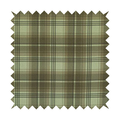 Houston Plaid Printed Pattern On Linen Effect Chenille Material Brown Coloured Upholstery Fabric - Roman Blinds