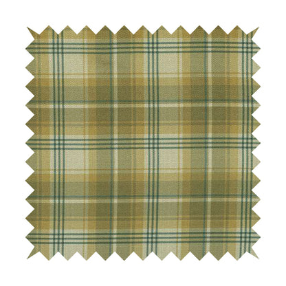 Houston Plaid Printed Pattern On Linen Effect Chenille Material Green Coloured Upholstery Fabric - Handmade Cushions