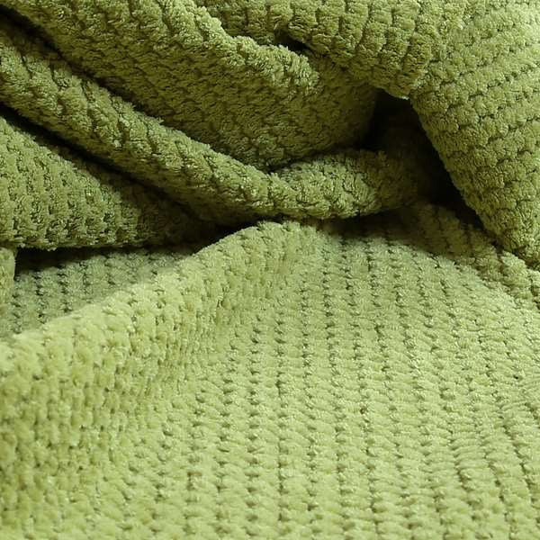 Ilford Plush Wave Ripple Effect Corduroy Upholstery Fabric In Lime Green Colour - Made To Measure Curtains