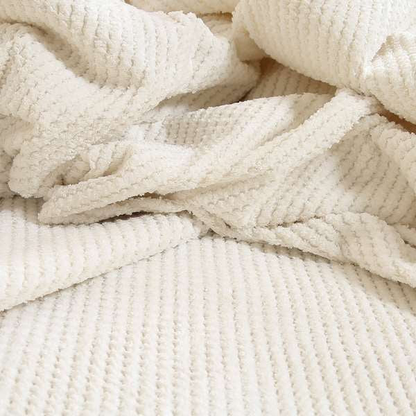 Ilford Plush Wave Ripple Effect Corduroy Upholstery Fabric In White Colour - Handmade Cushions