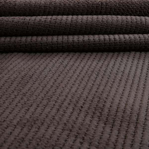 Ilford Plush Wave Ripple Effect Corduroy Upholstery Fabric In Brown Chocolate Colour - Roman Blinds